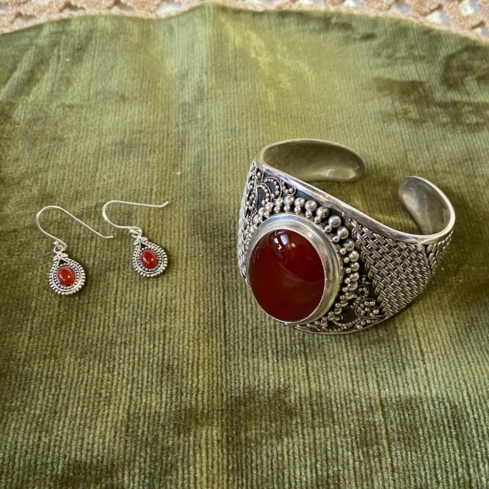 Cuff Bracelet and Earring Ensemble
